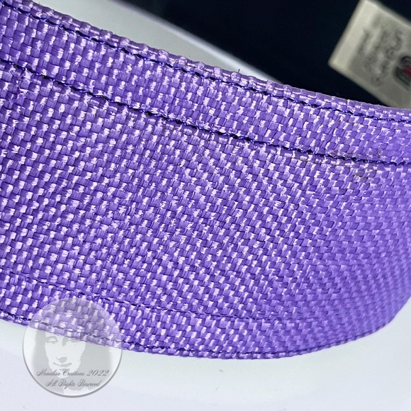 Vintage Belt by Ungaro Parallele with Round Resin Buckle Wide Purple Fabric Sz36 - Picture 10 of 10